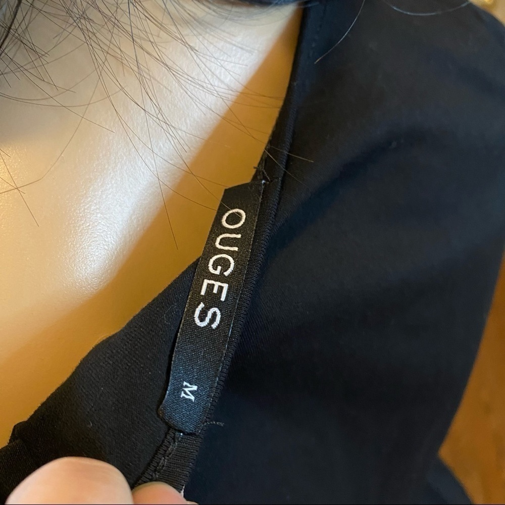 Ouges Women Black Dress Size M Button Front W/Poc… - image 3